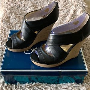 Black Leather Wedges!!